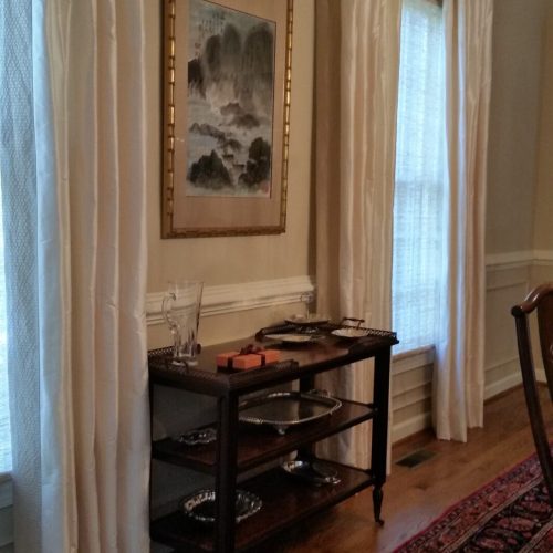 dining room with high ceilings