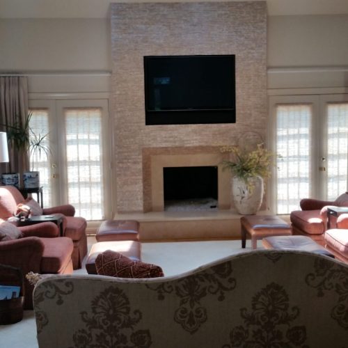 rose tinted living room